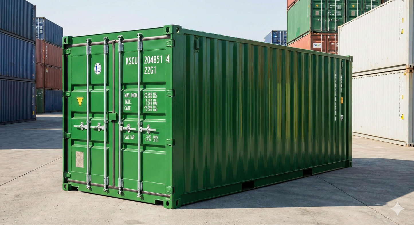 40 Fuß Container Grün (Grün/ Rot)
